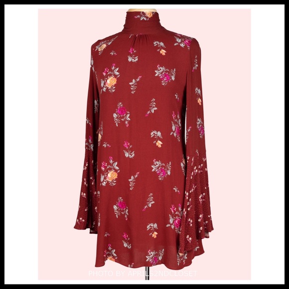 FREE PEOPLE BOHO FLOWY MINI TUNIC DRESS BOHEMIAN PRINT A2C - Picture 13 of 16